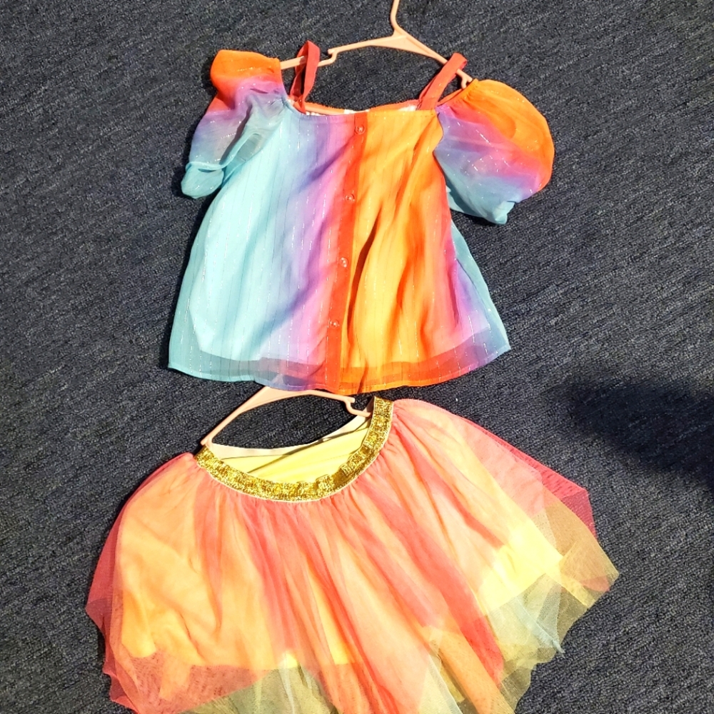Forever me girls top and tutu skirt size 8. Top size 10 multi colored